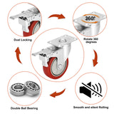 4 inch Heavy Duty Casters Load 1800lbs,Lockable Bearing Caster Wheels with Brakes,Swivel Casters for Furniture and Workbench，Set of 4 (Free Screws) Moogiitools