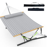 ANAGOO Double Hammock with Stand for Outdoor, Heavy Duty Portable Hammock with Adjustable Steel Stand for Patio, Garden, Beach, Backyard - Includes Carrying Bag,Dark Grey ANAGOO