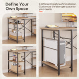 Bestier L Shaped Desk with Shelves 86.6 Inch Reversible Corner Computer Desk or 2 Person Long Table for Home Office Large Gaming Writing Storage Workstation P2 Board with 3 Cable Holes, Oak Bestier