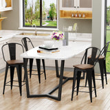 Aklaus Swivel Metal Bar Stools with Backs Counter Stools Set of 4 Counter Height Stools High Back Bar Chairs 24 Inch Barstools Farmhouse Matte Black Aklaus