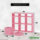 9 Cube Closet Organizers And Storage | Includes All Storage Cube Bins | Easy To Assemble Closet Storage Unit With Drawers | Room Organizer For Clothes, Baby Closet Bedroom, Playroom, Dorm (Pink) NEATERIZE