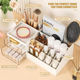 Subsky Makeup Organizer with Drawers, Easy Storage for Beauty Products Brushes, Multifunction Plastic Desk Organizer, Cosmetics Organizer for Countertop Dresser Vanity and Bathroom (White) Subsky