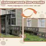 QUYZE 59" Wooden Cat Window with Extendable Design Connecting Inside and Outside Catio Outdoor Cat Enclosure for Sunbathing, Napping & Overlooking (Grey) QUYZE