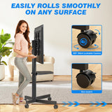 Rfiver Rolling TV Stand with Laptop Shelf, Mobile TV Stand with Upgraded Wheels for 32-70 Inch TVs, Height Adjustable Mobile TV Cart up to 88lbs, Portable TV Stand for Outdoor, Home, Office Rfiver