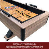 Hathaway Excalibur 9-Ft Shuffleboard Table for Great for Family Recreation Game Rooms, Designed with a Rustic Driftwood Finish with Built-In Leg Levelers, Includes 8 Pucks, Table Brush and Wax Hathaway