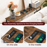 MAHANCRIS Sofa Console Table, 44.9" Entryway Table with Power Station, Narrow Couch Table, Hallway Table, Sofa Table with USB Ports, Metal Frame, for Entrance, Living Room, Rustic Brown CTHR113E01 MAHANCRIS