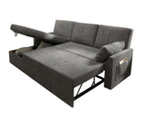 VanAcc Sleeper Sofa, Sofa Bed- 2 in 1 Pull Out Couch Bed with Storage Chaise for Living Room, Sofa Sleeper with Pull Out Bed, Grey Linen Couch VanAcc