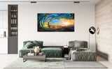 Cao Gen Decor Art S06750 Giant Wave Water Wall Art Canvas Prints 1 Panels Ocean Waves Pictures Paintings with Sunset Blue Seascape Framed for Living Room Bedroom Kicthen Office Artwork Cao Gen Decor Art