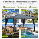 [Upgraded] 10x12 Gazebo with Mosquito Netting,Sturdy Metal Outdoor Patio Gazebo[Heavy Duty Frame],Gazebo Canopy Tent with Dual Air Roof,Patio Canopy Gazebo,All-Weather/Wind Resistant for Deck,Beige RICHRYCE