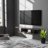 Floating TV Stand, Wall Mounted Entertainment Center and Cabinet Shelf, TV Console with Storage, Media Console for DVD Player, Space-Saving Under TV Shelf for Bedroom, Living Room (Grey) GHC