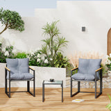 DIMOFAP 3 Piece Patio Furniture Set, Outdoor Porch Chairs Set of 2, Balcony Furniture for Apartment with Chairs & Table, Included Thick Comfy Cushions, Perfect for Porch, Balcony, Deck DIMOFAP
