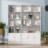 Housoul 71" Tall Bookshelf with 10 Cubes and 3 Doors, 4-Tier Bookshelf, Open Shelf Bookcase with Cabinet, Modern Cube Storage Organizer for Living Room, and Office, White Housoul