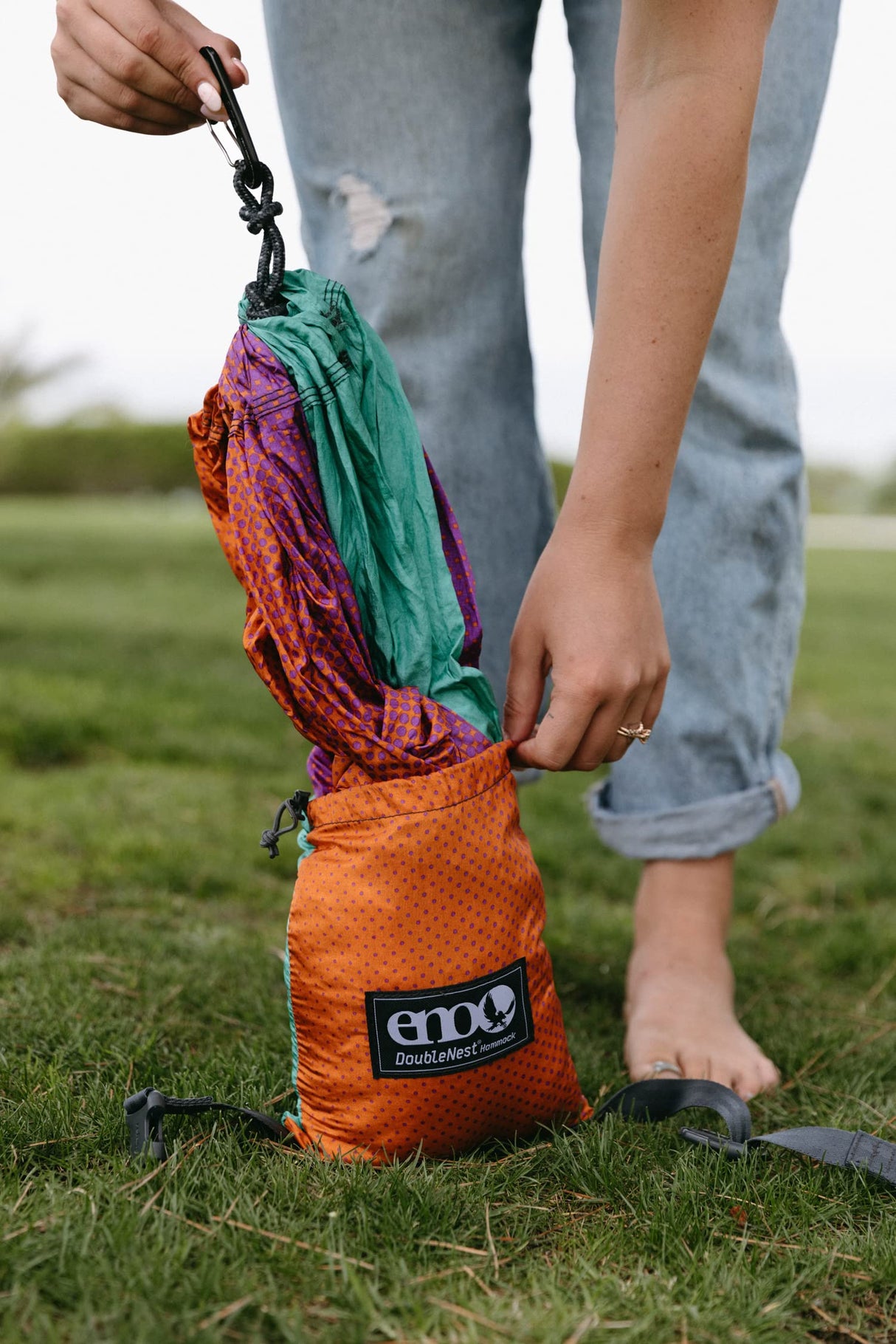 ENO DoubleNest Hammock - Lightweight, Portable, 1 to 2 Person Hammock - for Camping, Hiking, Backpacking, Travel, a Festival, or The Beach - Fade/Seaglass ENO