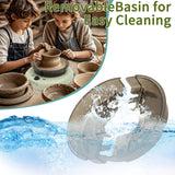 MZOKUU Pottery Wheel for Kids 6” Turntable Pottery Wheel with Led Ambient Light Adjustable Speed 2 Ways Rotation 18PCS Complete Pottery Wheel Kits ABS Detachable Basin Craft Gifts for Beginners/Adults MZOKUU