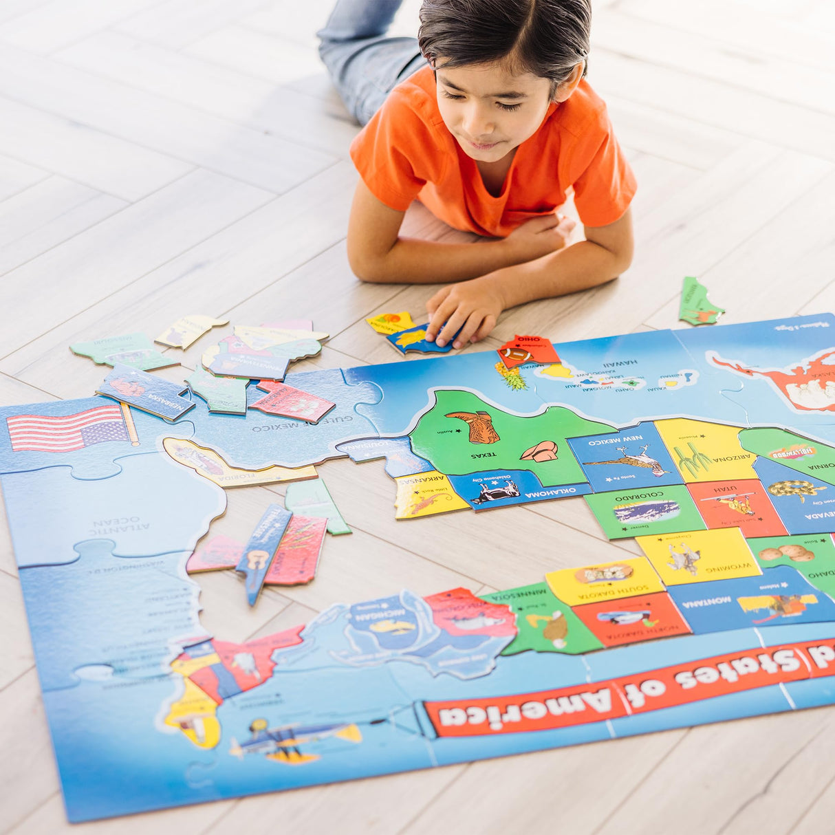 Melissa & Doug USA Map Floor Puzzle - 51 Pieces (2 x 3 feet) - FSC Certified Melissa & Doug