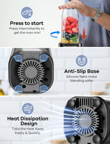 Ganiza Blender for Smoothies, 14Pcs Personal Blender for Shake and Smoothies for Kitchen with 3 Portable Blender Cups (1x24oz & 2X17oz), Single Serve Smoothie Maker, Nutritious Recipe Smoothie Blender Ganiza