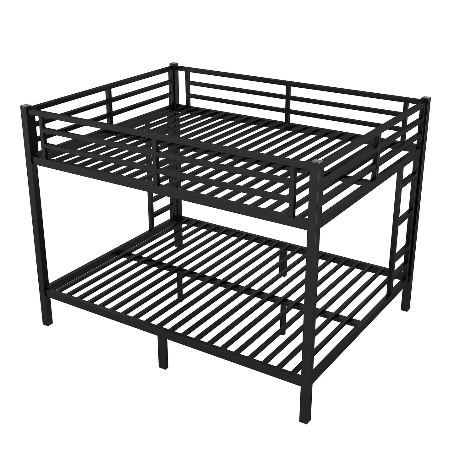 Zyerch Queen Over Queen Bunk Beds for Adults, Metal Queen Bunk Beds Heavy Duty Solid Bunk Bed Queen Over Queen with 2 Ladders, No Box Spring Needed Queen Bunk Beds, Black