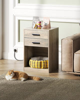 WLIVE Night Stand Set of 2 with Charging Station, Nightstands with Wood Drawers and Open Shelf, Bed Side Tables Living Room, Bedroom, Modern End Table Set 2, Greige WLIVE