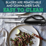 MOSAIC Electric Knife, Electric Carving Knife with 2 Serrated 8” Stainless Steel Blades, Eject Button and Handle Easy Grip for Carving Meats, Turkey, Poultry, Bread, Crafting Foam MOSAIC