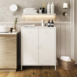 Steehoom Metal Storage Cabinet with 2 Door, Steel Locker Sideboard Buffet Cabinet Console Table for Home Office (White) Steehoom