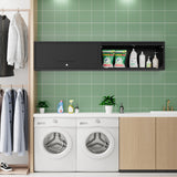 Fesbos Metal Storage Cabinet Black Wall Cabinets with Locking Door - Wall Mounted Storage Cabinet for Garage Warehouse Home Office - Assembly Required Fesbos