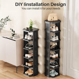 Kitstorack Vertical Shoe Rack: 8 Tiers Stackable Shoe Rack for Closet DIY Free Standing Shoe Organizer Small Shoe Shelf for Small Spaces and Narrow Spaces Plastic Kitstorack