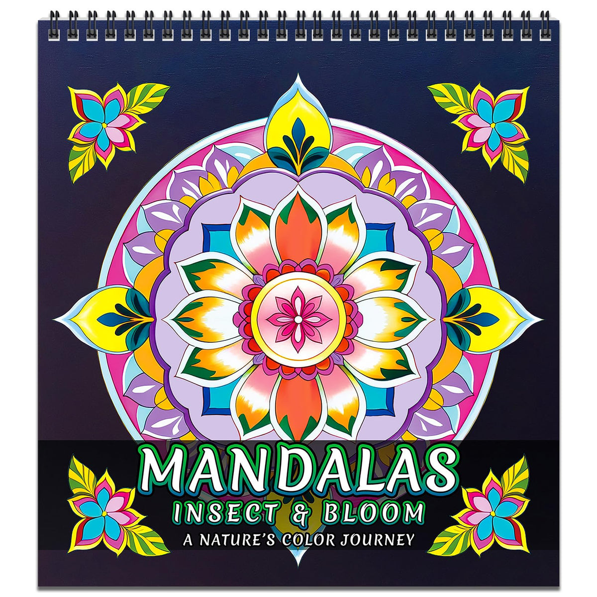 FUN LAVIE Adult Coloring Book 32 Mandala Coloring Books for Adults Relaxation and Teens Stress Relief, Featuring Mandalas Insect & Bloom Patterns for Women Mindfulness, Spiral Bound FUN LAVIE