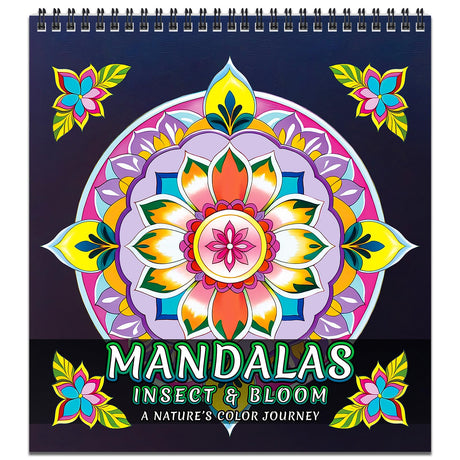 FUN LAVIE Adult Coloring Book 32 Mandala Coloring Books for Adults Relaxation and Teens Stress Relief, Featuring Mandalas Insect & Bloom Patterns for Women Mindfulness, Spiral Bound FUN LAVIE