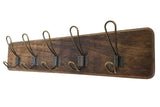 WRIGHTMART Rustic Farmhouse Wall Mounted Coat Rack – 24” Reclaimed Wood Board with 5 Heavy Duty Hooks, Natural Finish, Handcrafted Storage for Entryway, Hallway, or Bedroom WRIGHTMART