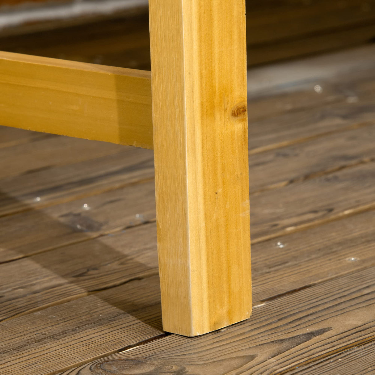 Outsunny Rustic Three-Seat Wooden Patio Bench with Backrest and Armrests Outsunny