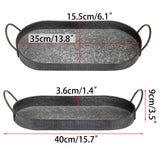 Hipiwe Oval Galvanized Metal Iron Tray with Handle, Industrial Style Storage Serving Tray Farmhouse Rustic Decorative Coffee Table Centerpiece for Home Decor Hipiwe