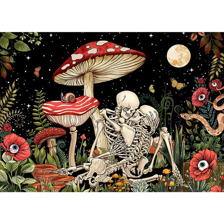 VeGuude Diamond Painting Kits for Adults, Mushroom 5D Diamond Art Kits, Full Drill DIY Crafts for Adults Home Wall Decor Diamond Dots Skeleton Moon [11.8x15.7inch] VeGuude