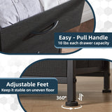 Somdot Black Nightstand with Charging Station and LED Light for Bedroom, Tall 5 Drawers Dresser with Fabric Bins for Bedside Kids Dorm Room Closet Laundry Entryway, Black Rustic Brown Somdot