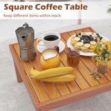 Tangkula 6 Pieces Acacia Wood Patio Furniture Set, Outdoor Sectional Conversation Set with Cushions and Coffee Table, L Shaped Corner Sofa Set for Garden, Porch, Poolside and Backyard (Off White) Tangkula