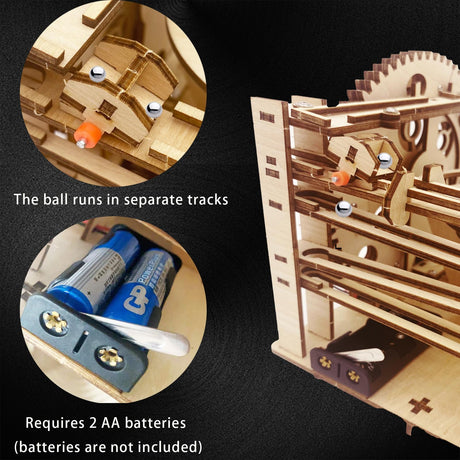 3D Puzzle Wooden Marble Run for Adults DIY Model Kit Assembly Wood Crafts Mechanical Puzzle for Teen Age 14+ Years Old IQIETOY