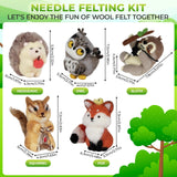MOREJMTT Needle Felting Kit, 5 PCS Farm Animal Needle Felting Beginner Kits, Wool Felt Needle Felting Tools Foam Pad, Craft Party Supplies for Beginners Adult(Forest Animals) MOREJMTT