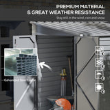 Outsunny 5' x 9' Steel Outdoor Storage Shed, Lean to Shed, Metal Tool House with Foundation Kit, Lockable Doors, Gloves and 2 Air Vents for Backyard, Patio, Lawn, Gray Outsunny