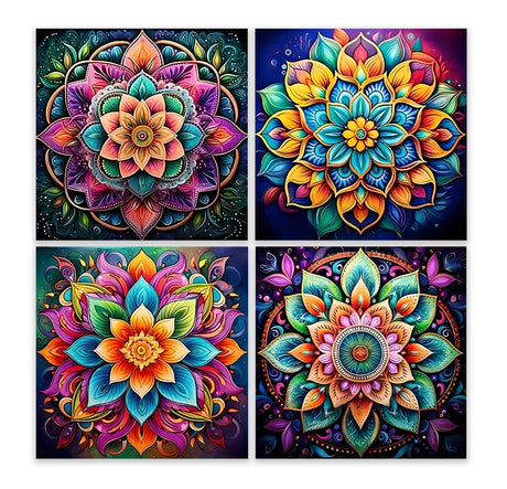 EIBEILI 4 Pack Diamond Art Kits for Adults - Mandala 5D Diamond Painting Kits for Beginner,DIY Gem Art Full Drill Diamond Dots Crystal Craft Kits for Gift Home Wall Decor 12x12inch EIBEILI