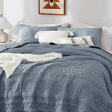 WDCOZY Boho Blue Grey Quilt King Size Bedding Sets with 2 Pillow Shams, Farmhouse Lightweight Soft Bedspread Coverlet for All Season, 3 Pieces, 104x90 inches WDCOZY