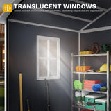 DWVO 6x4.4 FT Resin Storage Shed with Fence-Style and Side Windows, Lockable Door, and Vents for Garden, Backyard, Patio, Lawn, Gray DWVO