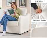 VanAcc Modern Sofa, 3 Seater Sofa with Curved Armrest, Extra Deep Sofa with Bridgewater Style, Comfy Sofa Couch for Living Room, Boucle White Couch VanAcc