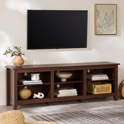 Walker Edison Wren Classic Brown TV Media Console Entertainment Center for 80 Inch Television with Storage Cubby, 70 Inch - WoodArtSupply