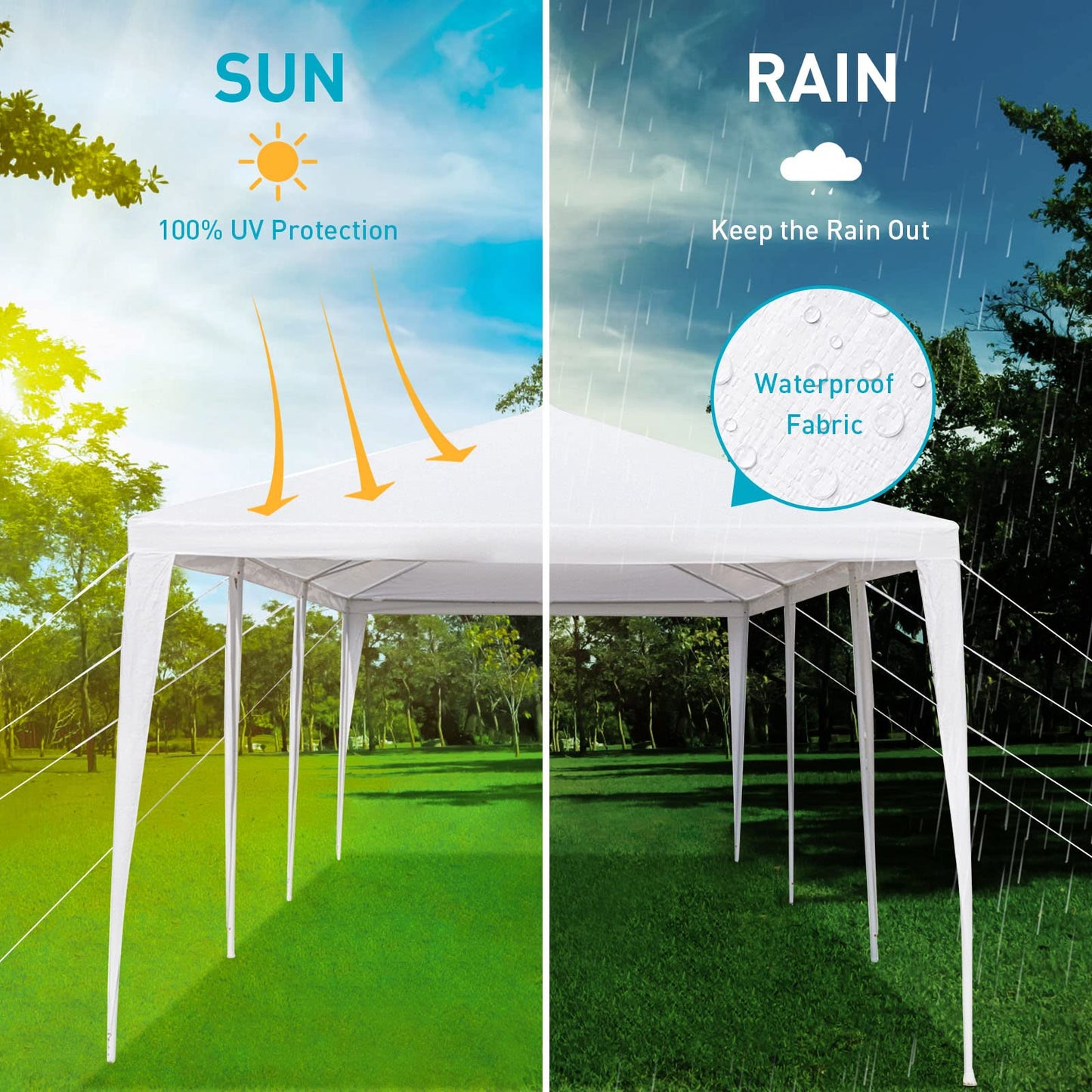 10x30 Party Tent, Outdoor Tents for Parties, White Wedding Tent, Event Tent, Large Canopy Tent with 5 Removable Sidewalls, Big Gazebo Tent for Backyard, Garden - WoodArtSupply