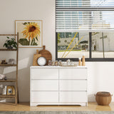 Panana Modern 6 Drawer Double Dresser, Wood Wide 6 Chest of Drawers with Deep Drawers Floor Storage Lateral Drawer Cabinet Organizer for Living Room Bedroom Home Office (White) Panana