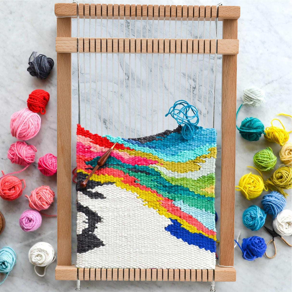 LYKTRIX Weaving Loom for Kids, Wooden Weaving Kit, Loom Kit for Kids Ages 8-12, Great Knitting Looms for Beginners and Girls Over 6 Years Old, Contains Enough Weaving Yarn 11.4" x 7.5" LYKTRIX