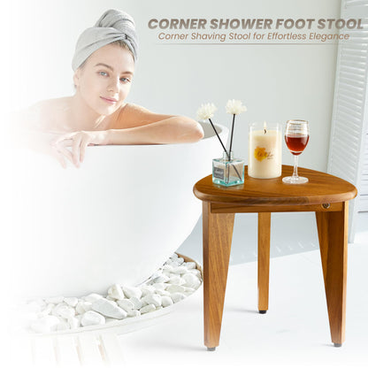 BLUEWEST Shower Foot Stool for Shaving Legs, Acacia Wood Shower Foot Rest, Bathroom Foot Step Stool for Inside Shower, Shower Bench, Corner Shower Stool for Small Shower Spaces (Natural Acaci - WoodArtSupply