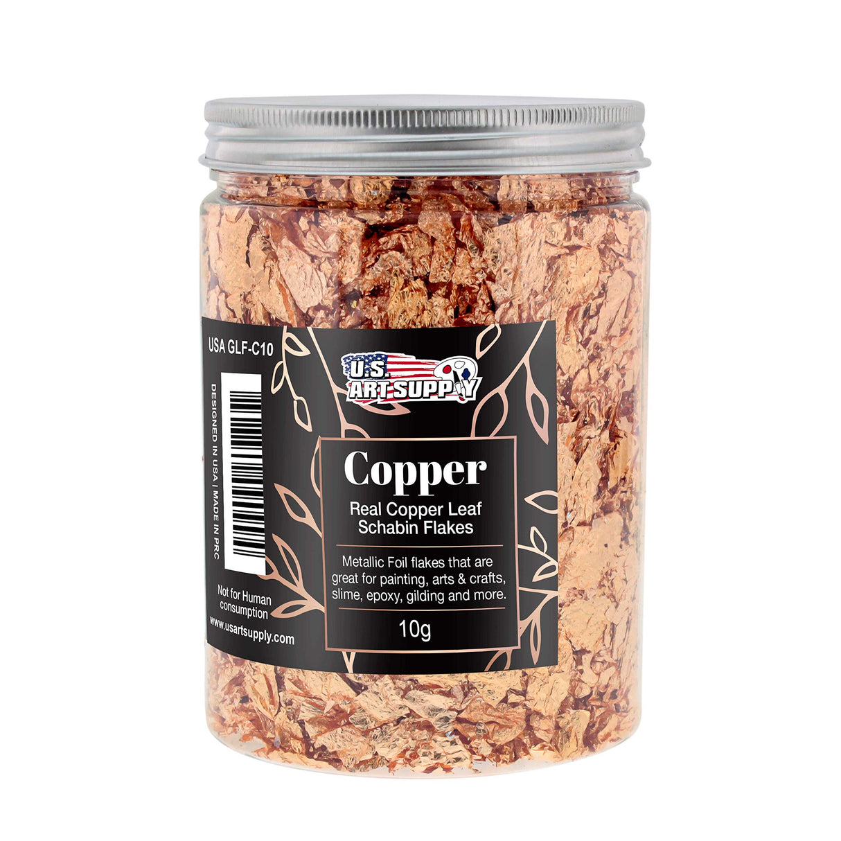 U.S. Art Supply Metallic Foil Schabin Gilding Genuine Copper Leaf Flakes in a 10 Gram Bottle - Gild Picture Frames, Paintings, Furniture, Decorate Epoxy Resin, Nails, Jewelry, Slime, Arts and Crafts U.S. Art Supply