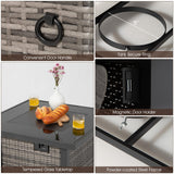 Tangkula 9 Pieces Patio Furniture Set with 50,000 BTU Propane Fire Pit Table, Outdoor Wicker Space-Saving Sectional Sofa Set with Storage Box, 32” Square Gas Fire Pit (Black) Tangkula