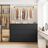 FACBOTALL Dresser for Bedroom, Modern White Dresser, Wood Chest of Drawers Nursery Dresser with Storage, 7 Drawer Double Dresser with Handle Free, Large Storage Dresser Organizer for Living Room,Black FACBOTALL