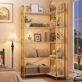 GarveeHome Corner Bookshelf 72" L Shaped Bookcase, Corner Bookshelves Industrial Bookcase 5 Tier L-Shape Bookshelf, Large Bookcases with Beaded Design Tall Display Rack Shelf for Living Room Bedroom GarveeHome